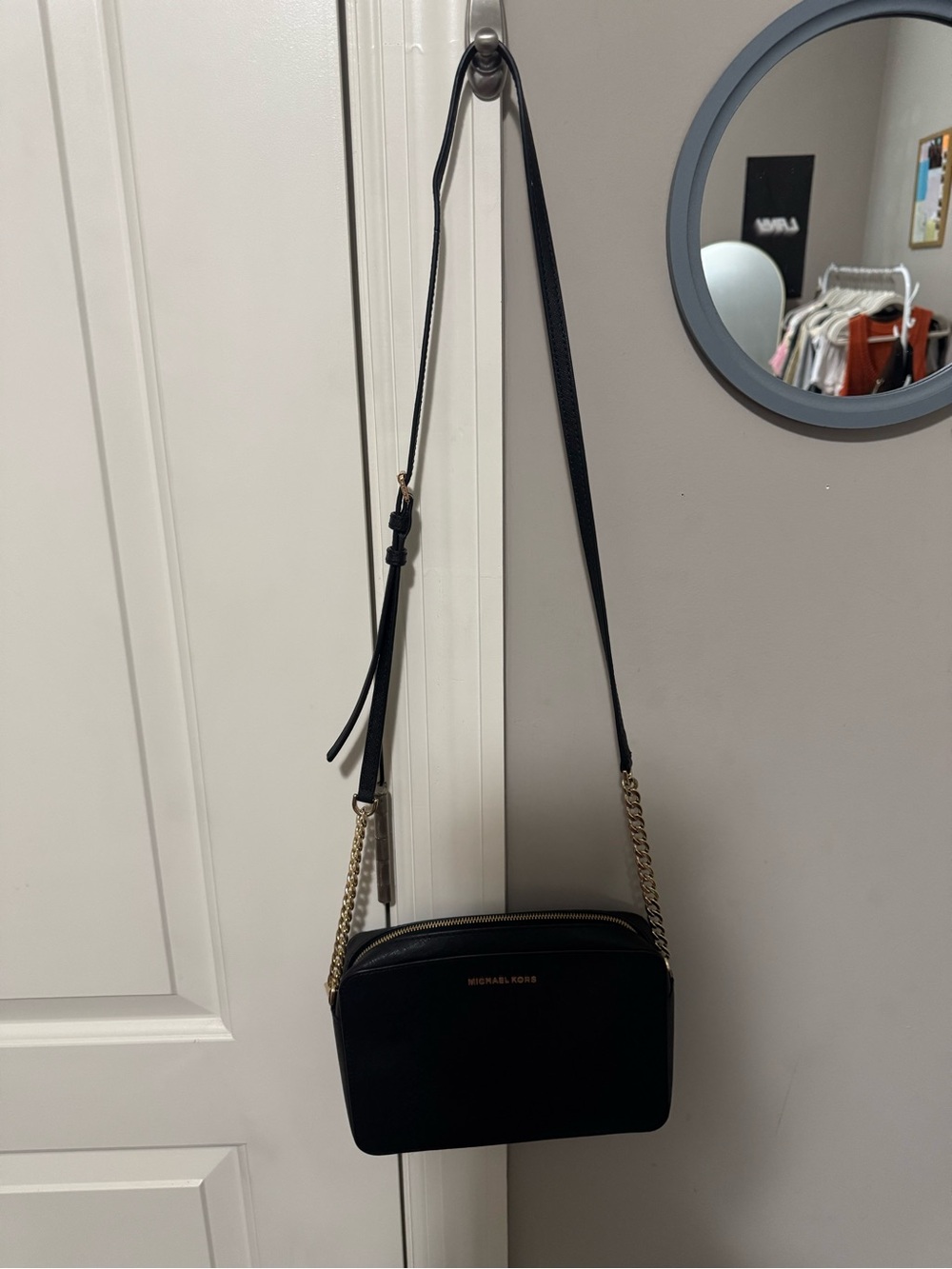 Michael Kors Black Crossbody Bag with Gold Chain Accent - Picture 1 of 3
